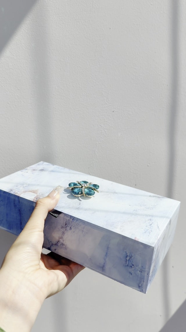 Jewelry Box for Women, Marble - Patterned Jewelry Organizer Box, Glass Modern Jewelry Holder For Earring, Ring, Necklace, Bracelets, Christmas Mother's Day Valentine Jewelry Gift Box large