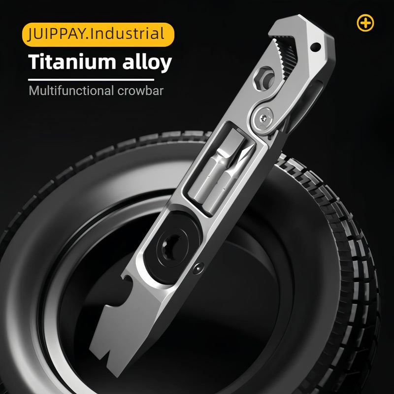 Titanium EDC pry bar, multifunctional tool, a collection of wrenches, pry bars, screwdrivers, nail drivers, bottle openers and other functions in a practical tool 02 Grey-l