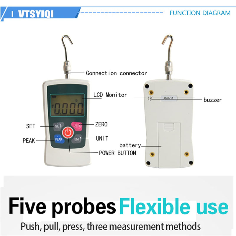 [Australia - AusPower] - Digital Force Gauge 50N Push Pull Gauge Tester Meter 4 Measurement Units N kg lb Oz 