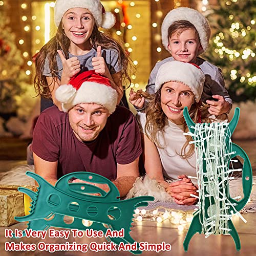 8PCS Christmas Lights Storage Holder Green Holiday Light Organizer All Purpose Lights Cord Wind Up Christmas Light Winder String Lights Storage for Tree Lights Garland Beads Extension Cord Green-8pcs