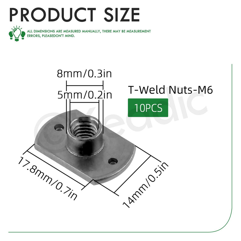 [Australia - AusPower] - Keadic 15Pcs M6 Tab Base UNC Carbon Steel Weld Nuts, 4 Projection Screw-in Flange Insert Female Thread T-Nut for Furniture 