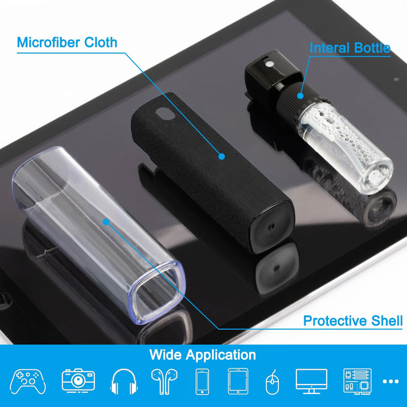 [Australia - AusPower] - Screen Cleaner Touchscreen Mist Spray, walrfid Cleaning Kit for Electronic Smart Phone TV, Laptop, Tablet, PC, Computer LCD Flat Screens, Eyeglasses, Compatible with iPhone iPad MacBook Pro - Black Safety Black 