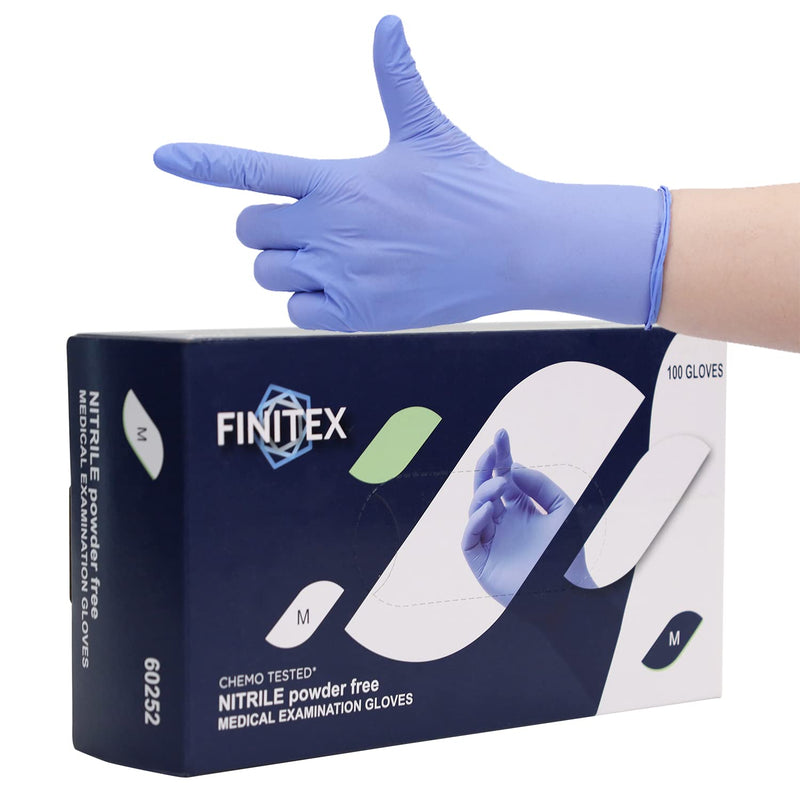 [Australia - AusPower] - FINITEX Nitrile Disposable Gloves Medical Exam Gloves - 100/1000 PCS Latex-free Examination Purple Chemo Food Gloves Ice Blue(medium 100) 