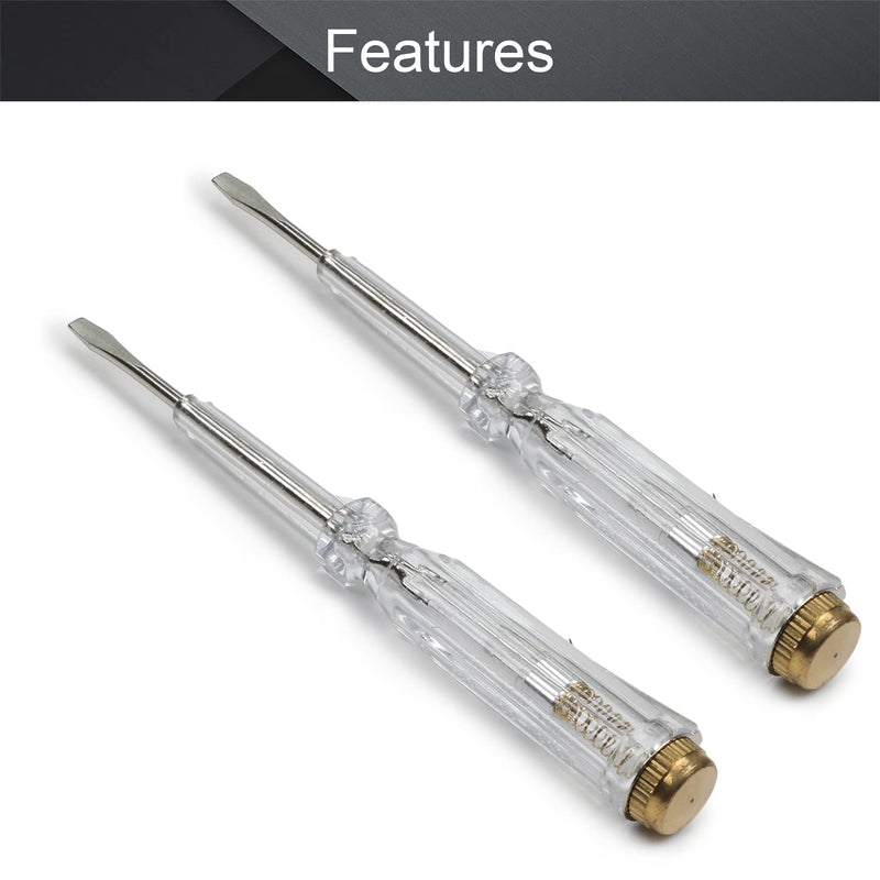 [Australia - AusPower] - Fielect 3Pcs Tester Screwdriver, Voltage Detector Pen Light Circuit Tester Electric Test Pen Screwdriver AC/DC 100-500V Yellow transparent silver 