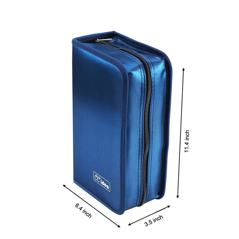 [Australia - AusPower] - CCidea CD Case DVD Storage Holder, 128 Capacity DVD Cases Organizer CD Plastic Protective Carrying Binder,Portable Cd Wallet for Home Travel (Blue) L11 xW 6 x H3.5 INCH Blue 