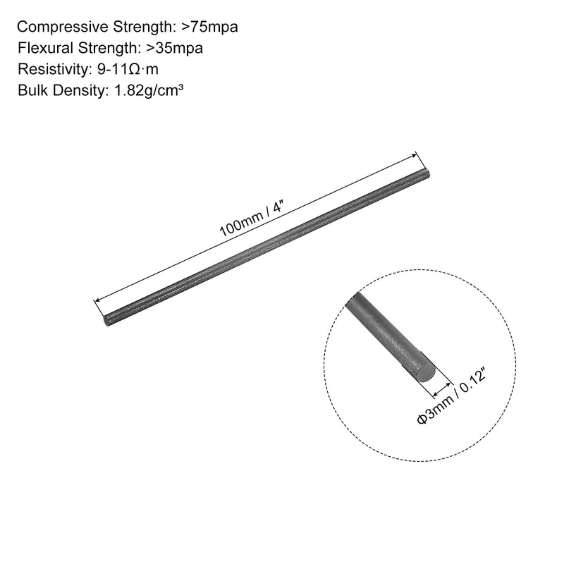 [Australia - AusPower] - PATIKIL Graphite Rod Graphite Stirring Rod Cylinder Stick Carbon Rod 100x3mm Black for Electrode, Melting Casting, Crucibles, Pack of 5 