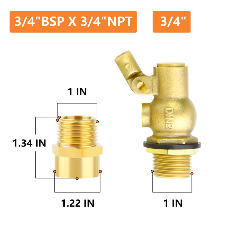 [Australia - AusPower] - GASHER 2PCS 3/4" 304 Stainless Steel Float Ball Valve with 3/4"G Female x 3/4"NPT Male Adapter, DN20 Adjustable Water Tank Float Ball Valve for Stock Tank Pool Water Level Control 3/4" DN20 2 