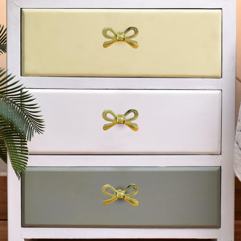 Perilla Home Set of 6 Brass Bow Knobs for Cabinet & Drawers Decorative Bow Knobs for Home Kitchen Cabinet Hardware Cupboard Metal knobs Door Dresser Wardrobe and Drawer Pulls Bow Design