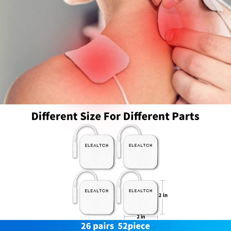 [Australia - AusPower] - 52PCS Compatible with AUVON TENS 7000 Electrode Pads for Tens Unit,Replacement Pads,2" X 2" Brand:ELEALTCH 