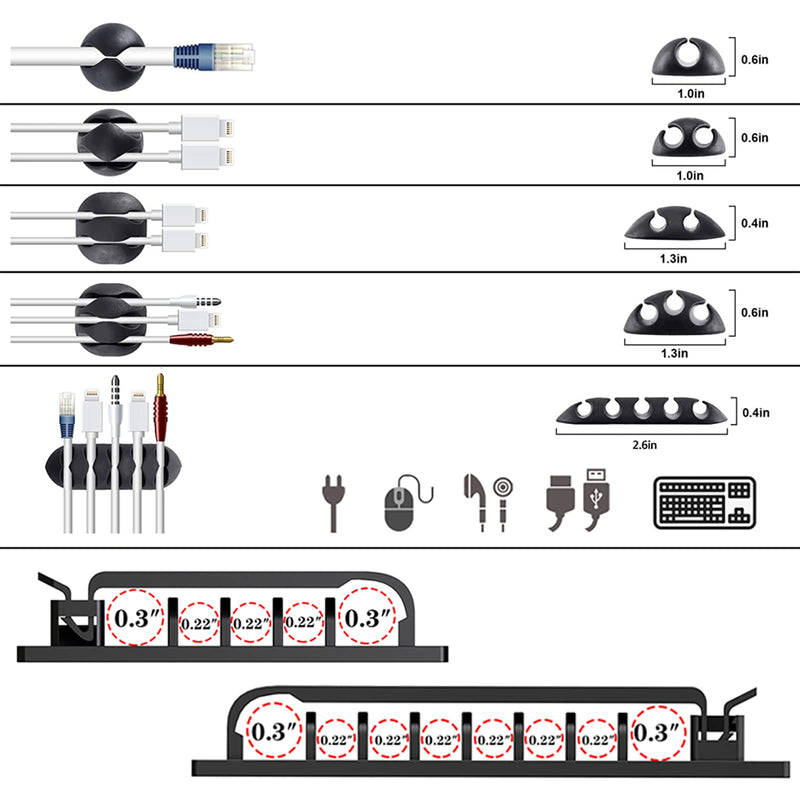 [Australia - AusPower] - 311Pcs Cable Management Organizer Kit 4 Cable Sleeve Split,53Cable Clips 12Cord Clips Holder,22 Cable Ties, 20 Adhesive Wall Cable Tie, 200Fasten Cable Ties for TV Office Home Electronics 311 PCS 