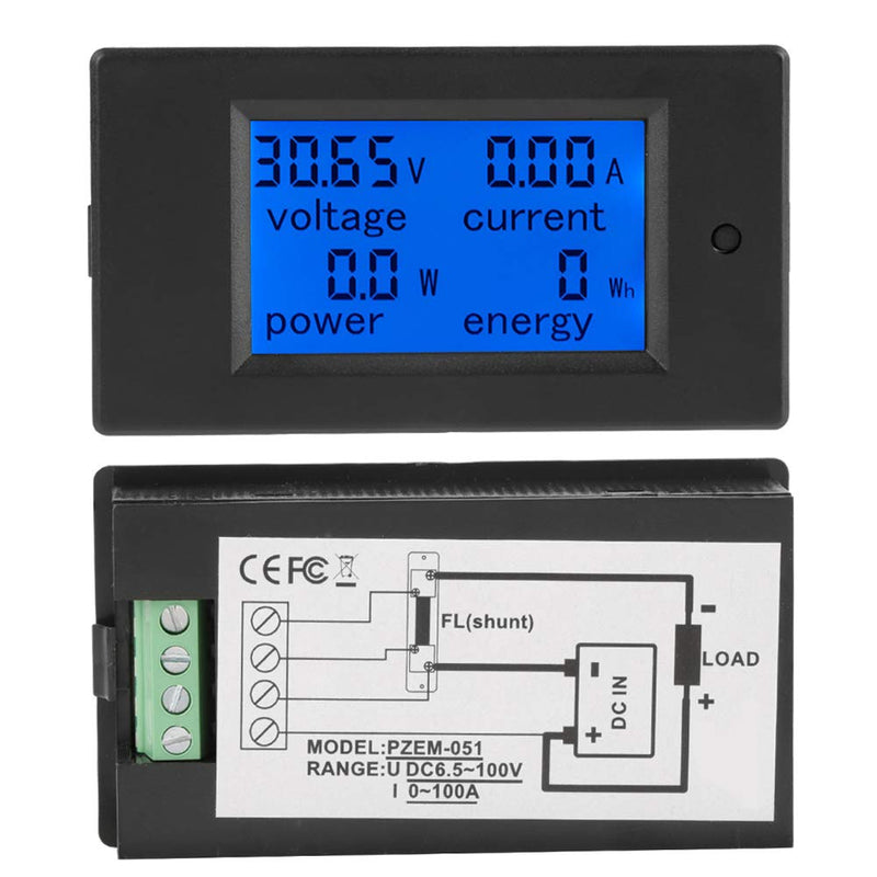 [Australia - AusPower] - PEACEFAIR PZEM-051 DC 6.5-100V Digital Electric Power Energy Voltage Current Meter (100A shunt) 