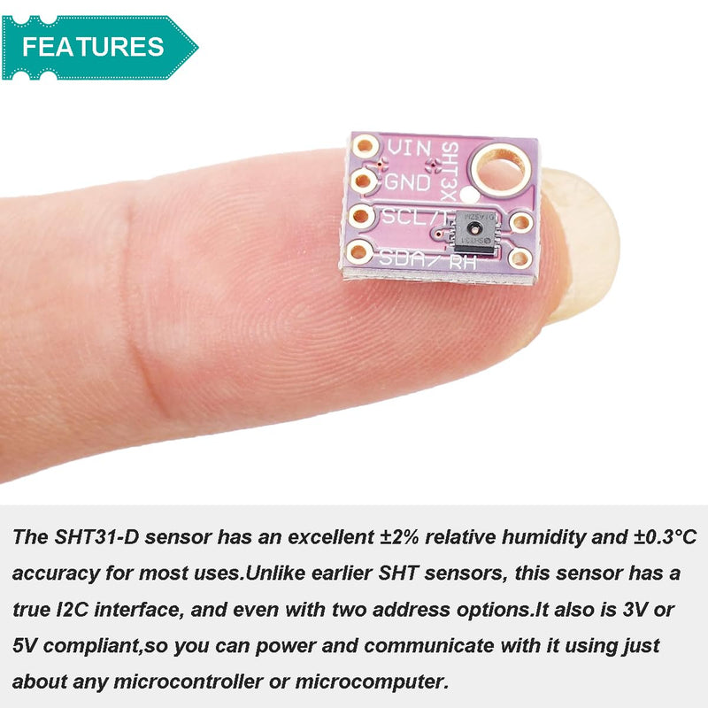 [Australia - AusPower] - Temperature and Humidity Sensor Module SHT31 SHT31-D IIC I2C Interface Digital Output 3.3V 5V with Male and Female Cables for Arduino 