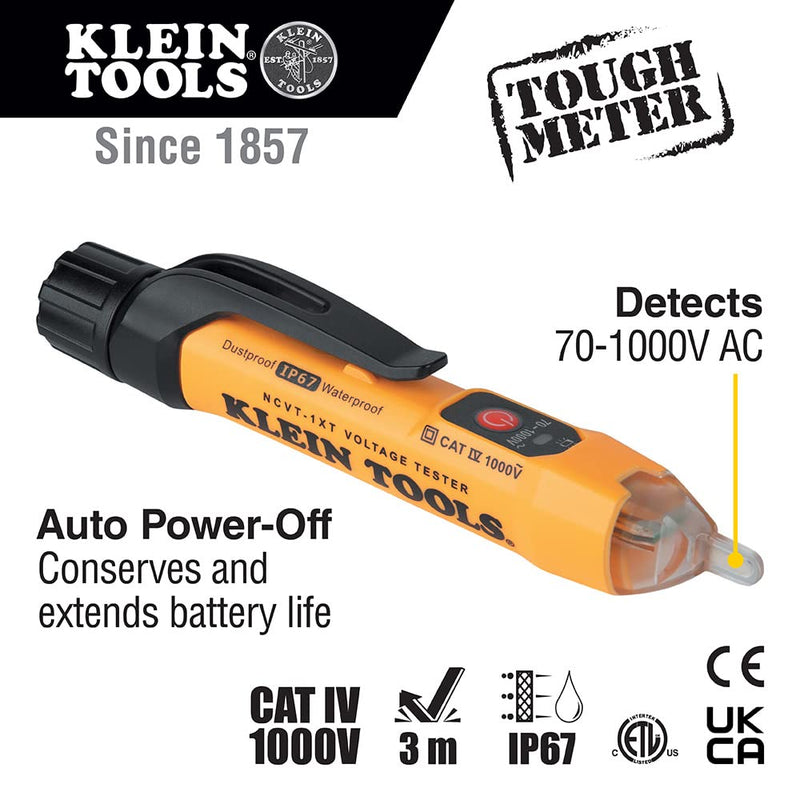 Klein Tools NCVT1XTKIT Non-Contact Low Voltage Tester Pen and GFCI Outlet Premium Test Kit, 70V to 1000V AC, Detects Common Wiring Problems