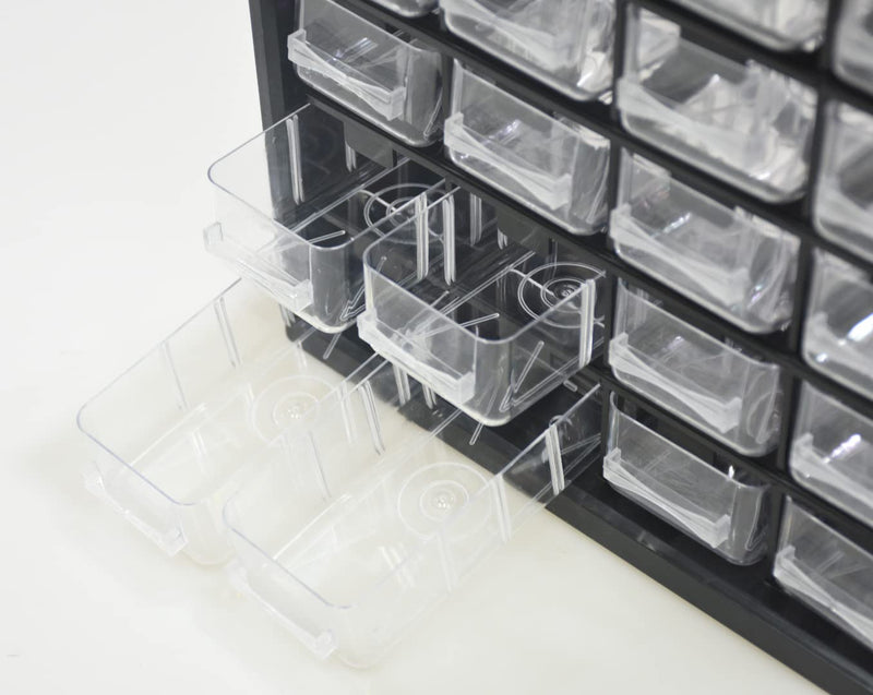 Parts Screws Storage Organizer, Plastic Hardware Art Craft Small Tool Parts Component Organizer Drawer Box 25 Drawers (Black)