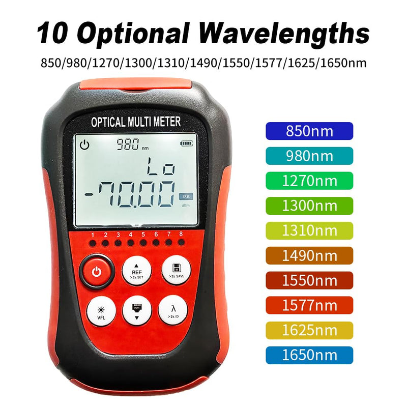 [Australia - AusPower] - Fiber Optic Cable Tester Portable Optical Fiber Power Meter FC/SC/ST Universal Interface Built-in 2Mw Visual Fault Locator Li-ion Battery USB Charge (OPM&VFL-Li) OPM&VFL-Li 
