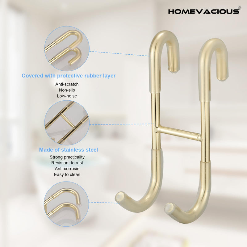 Homevacious Shower Door Hooks, 4 Pack Over Shower Glass Door Hook,SUS 304 Stainless Steel Rack Hooks, Frameless Bathroom Hanger Drilling-Free, Glue-Free Towel Hooks,Brushed Gold Brushed Gold 4 pcs