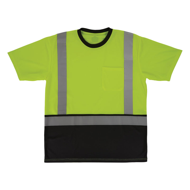 Ergodyne Unisex Adult Glowear 8286bk Essential Hi-vis T-Shirt - Type R, Class 2, Black Bottom Large Lime
