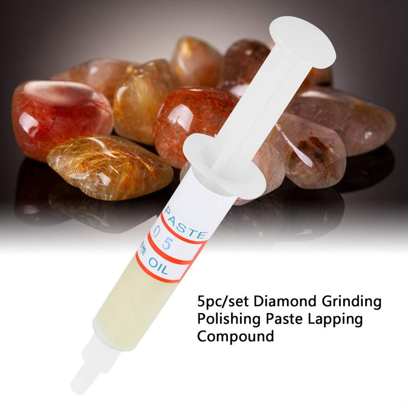 5pcs Diamond Polishing Paste W0.5 to W40 Grit 320 to 10000 for Metal Jewelry Watches Lighter Jade with Oil Soluble Abrasive for High Precision (W0 (10000 Eyepiece Polished) W0,5 (10000 Okular poliert)