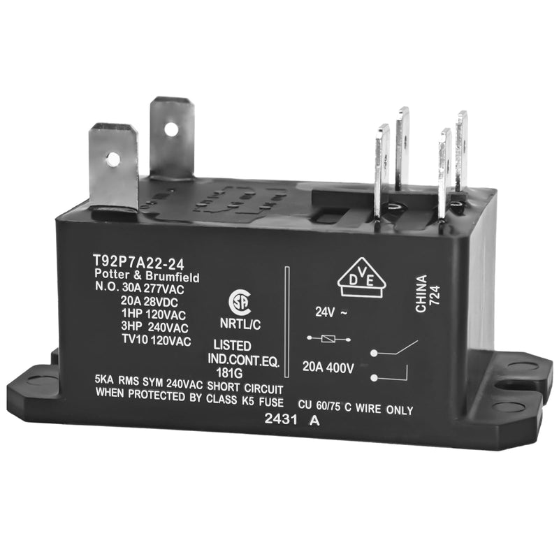 [Australia - AusPower] - T92P7A22-24 Power Relay (Pack of 2), DPST-NO (2 Form A) - 24VAC, 30A General Purpose Relay 