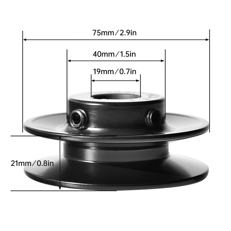 [Australia - AusPower] - BK28-3/4 V Belt Sheave, Cast Iron 2.9" Outer Diameter, Single Groove Pulley V Style B Belt 5L for 3/4 Inch Keyed Shaft 3/4"Bore, 2.9"OD 1 Groove 