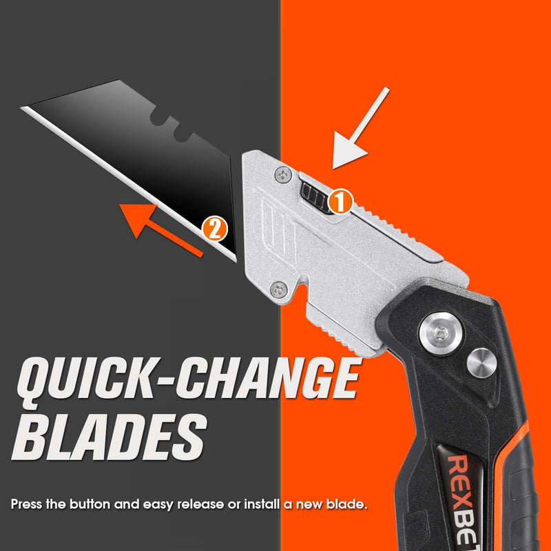 [Australia - AusPower] - REXBETI 2-Pack Utility Knife, SK5 Heavy Duty Retractable Box Cutter for Cartons, Cardboard and Boxes, Blade Storage Design, Extra 10 Blades Included（Total 18 Blades） 2 pack 