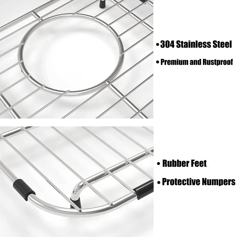 Orgneas Sink Protectors for Kitchen Sink, Single Bowl Sink Bottom Grid 12.5"x16"x1.25", 304 Premium Stainless Steel Grid Insert Sink Grate Drying Rack Centered Drain, 1 Pcs