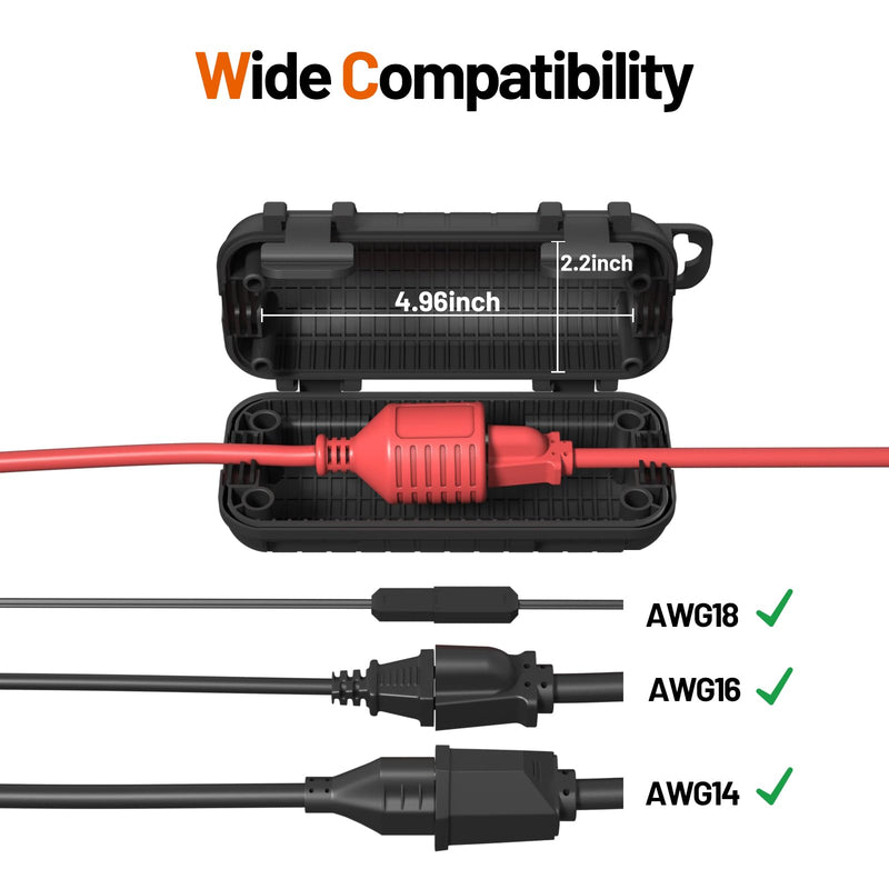 [Australia - AusPower] - Extension Cord Cover Outdoor, Cord Connector Protector IP54 Water-Resistant, Indoor Electrical Safety Box for Plug Outlet Tool Holiday Light Black 1 pack 