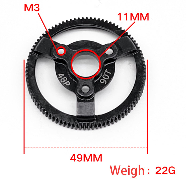 [Australia - AusPower] - RC 48P 90T Spur Gear Hardened Steel Spur Gear Upgrades Part for Traxxas 1/10 Slash Stampede Rustler Bandit 2WD VXL XL-5 F-150 SVT, (90T) 