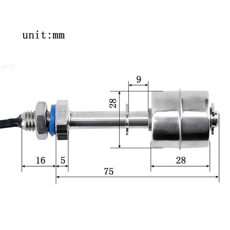 [Australia - AusPower] - Elecall Stainless Steel Tank Water Level Sensor Float Switch 110V ES7510 ES7510 1 Floater 