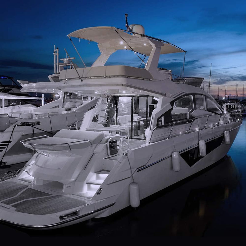 Obcursco 16.5FT Pontoon LED Light Strip, 12V Waterproof Marine Light for Interior and Deck, Night Fishing. Ideal for Pontoon and Fishing Boat White 16.4FT