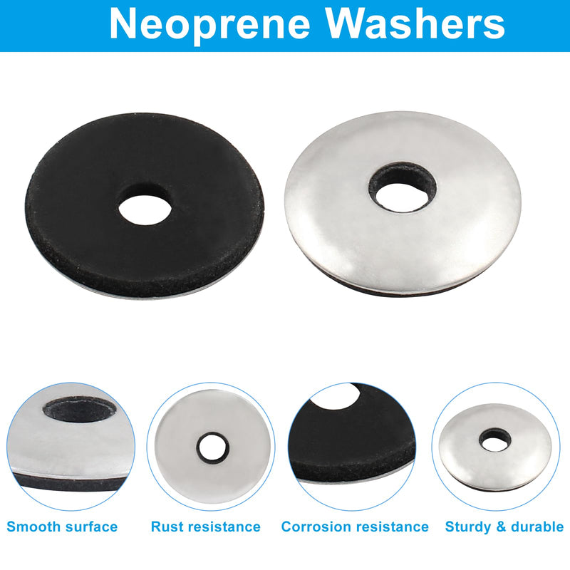 [Australia - AusPower] - 120 Pcs 1/4'' x 1" Neoprene Washers, Stainless Steel Neoprene EPDM Bonded Sealing Washers Rubber Washers Gasket Assortment Kit for Screws(M6.3 x 25mm) 120 1/4" x 1" 