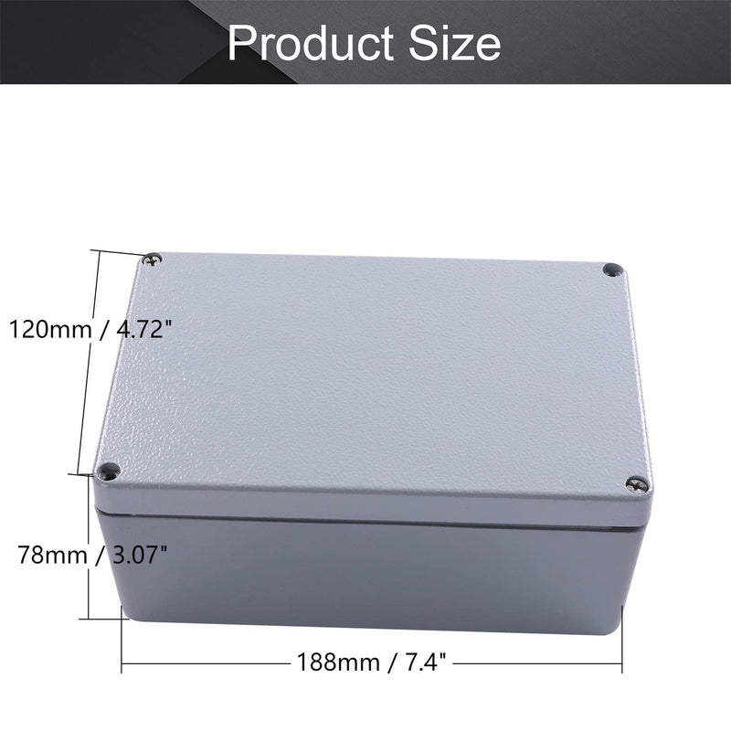 Fielect Aluminum Enclosure Project Box Waterproof IP65 Metal Junction Box Universal Electrical Project Enclosure Box, 7.40" x 4.72" x 3.07" 7.40" x 4.72" x 3.07"