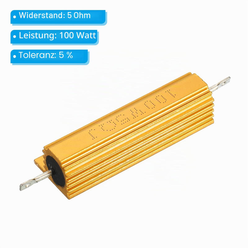 PATIKIL 2pcs 100W 5ohm Aluminum Case Resistor Housing Wire Resistors Screw Tap Power Resistor Gold Tone 5 ohms