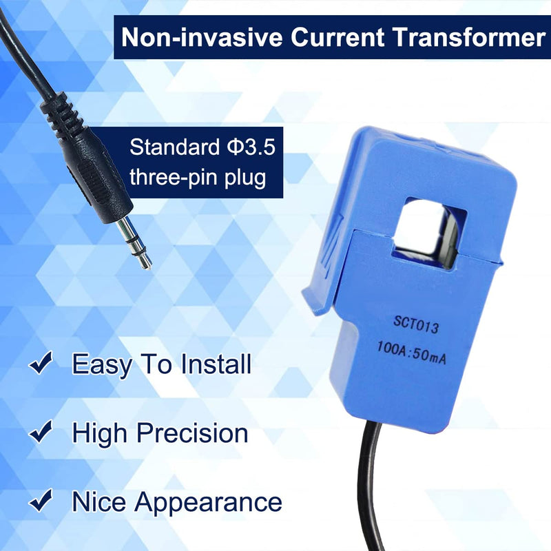 [Australia - AusPower] - 100A Non-invasive Sensor SCT-013-000 Split Core AC Current Transformer Two Output Formats Line Length 1.5m with Resistor, for Current Measurement 