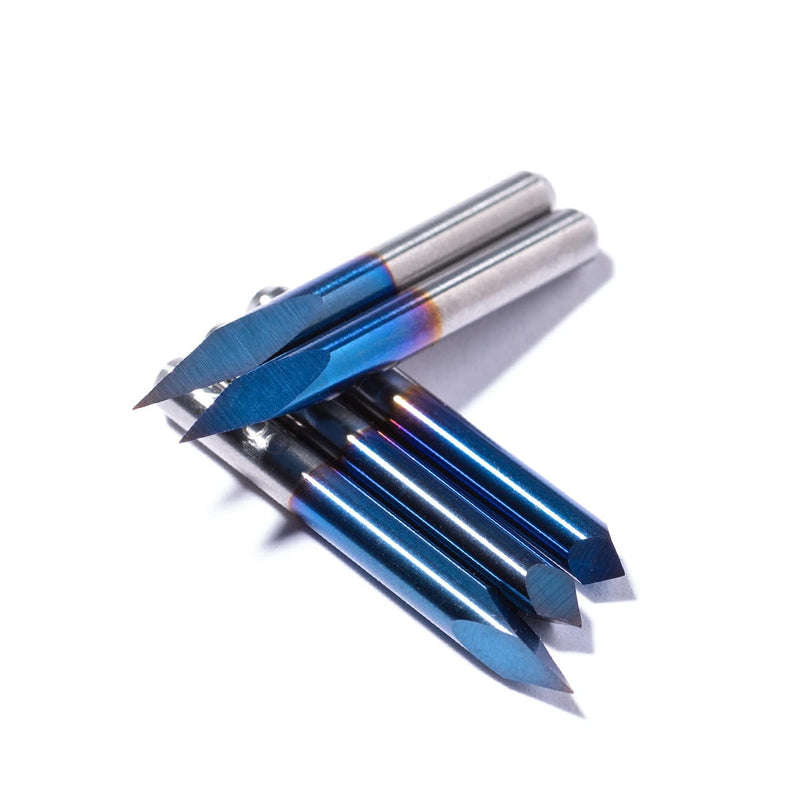 [Australia - AusPower] - Set of 10 20/30/45/60/90 Degrees 0.1 mm Engraving Cutter Set V Milling Tip in Pyramid Shape Triangular Pyramid V-bit Nano Coating for Acrylic, Wood, PVC, Engraving and Milling 20/30/45/60/90 degree x 0.1 