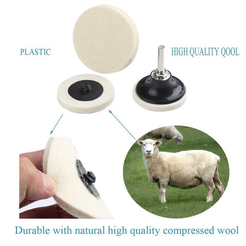 [Australia - AusPower] - 2 Inch Compressed Wool Fabric QC Disc Polishing Buffing Pads Wheels Disc Pad Holder with 1/4" Shank Perfect for Cleaning Polishing Sanding Projects 31 