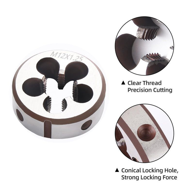 [Australia - AusPower] - M12 x 1.25 Metric Thread Tap and Die Set, M12 x 1.25mm High-speed Steel Machine Tap Die Set Right Hand 