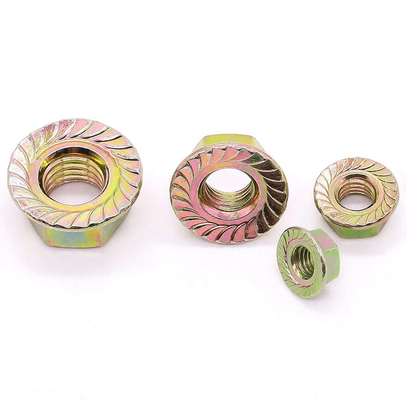 [Australia - AusPower] - M10-1.5mm Serrated Flange Hex Nuts Lock Nuts Locknuts 10 PCS, Yellow Zinc Plated, Full Thread, DIN6923 M10-1.5 