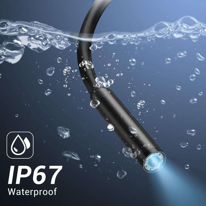 [Australia - AusPower] - Borescope Endoscope Camera with Light for Iphone: 1920P HD Inspection Camera with 8 Adjustable Led Lights, 16.4ft Semi-Rigid IP67 Waterproof Bore Scope Snake Cameras for Android 