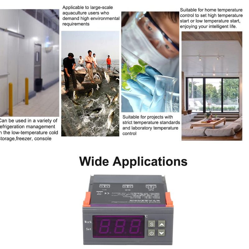 [Australia - AusPower] - Temperature Controller,MH-1210W Intelligent Microcomputer Digital Temperature Controller High Accuracy Heating/Cooling Temperature Control Thermostat Regulator with Sensor 