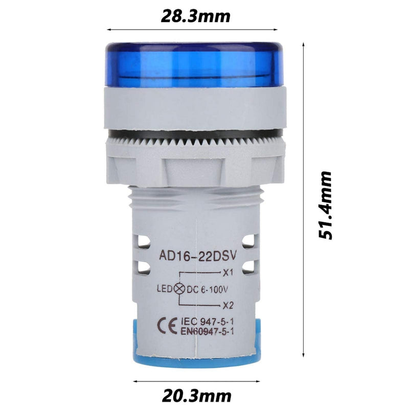 [Australia - AusPower] - Digital Mini LED Display Voltmeter, DC 6-100V LED Voltmeter Signal Light Digital Display DC Voltage Meter Indicator Round Lamp Tester (Blue) 