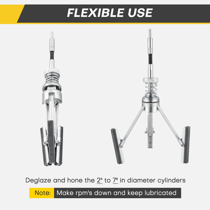 Engine Cylinder Hone Tool | 2" to 7" Diameter Adjustable Deglazer with Extra 3PCS Long Stones 220 Grit (3") 3"