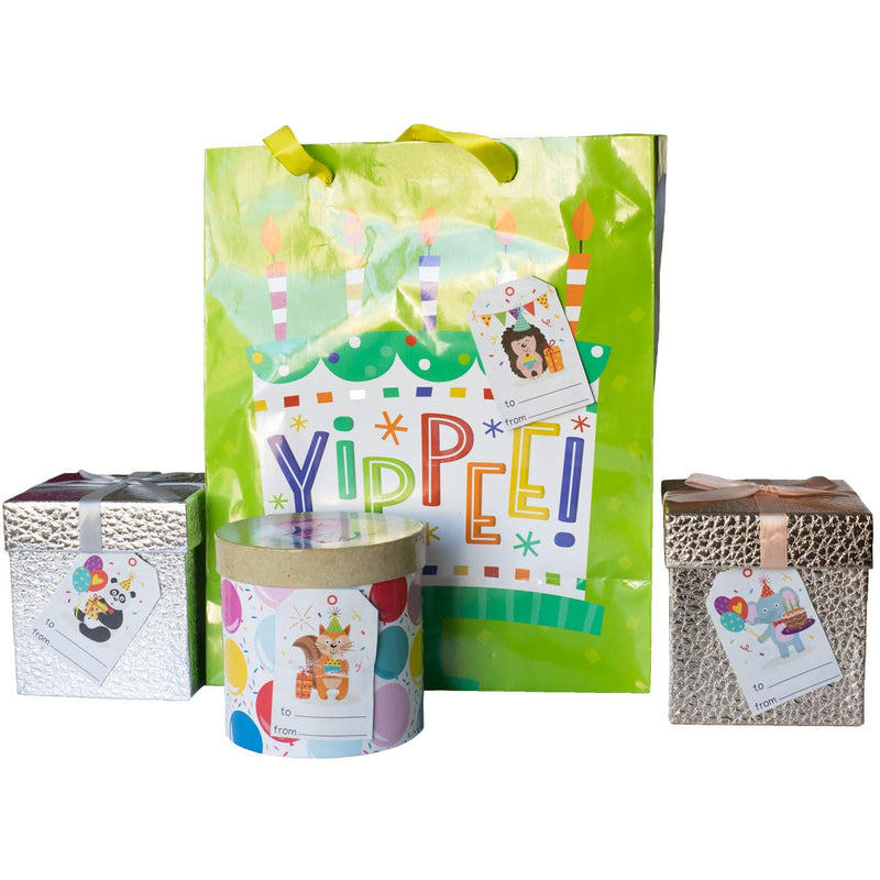 Animal Happy Birthday Gift Tags 4 Different Designs 2 x 3 Inch 50 Total Stickers