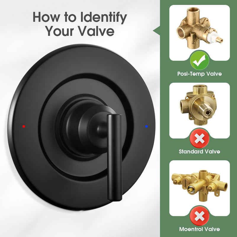Shower Valve Handle for Moen T2901BL Gibson Shower Trim Kit,Matte Black