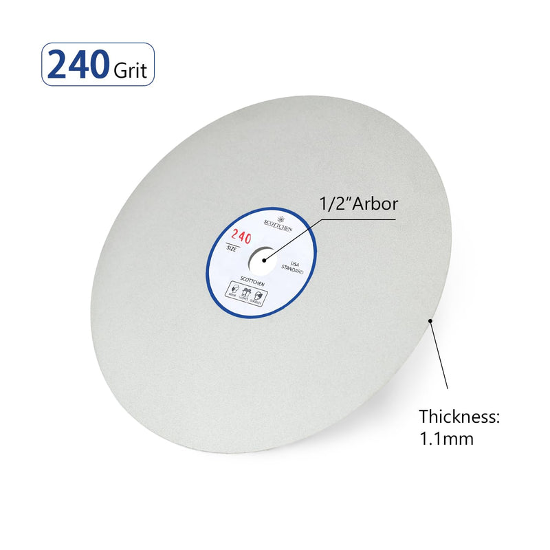 [Australia - AusPower] - SCOTTCHEN Diamond Flat Lap Wheel 6" x 1/2" Arbor Grinding Sanding Disc Lapping Polishing Disc-240 Grit 240 Grit 