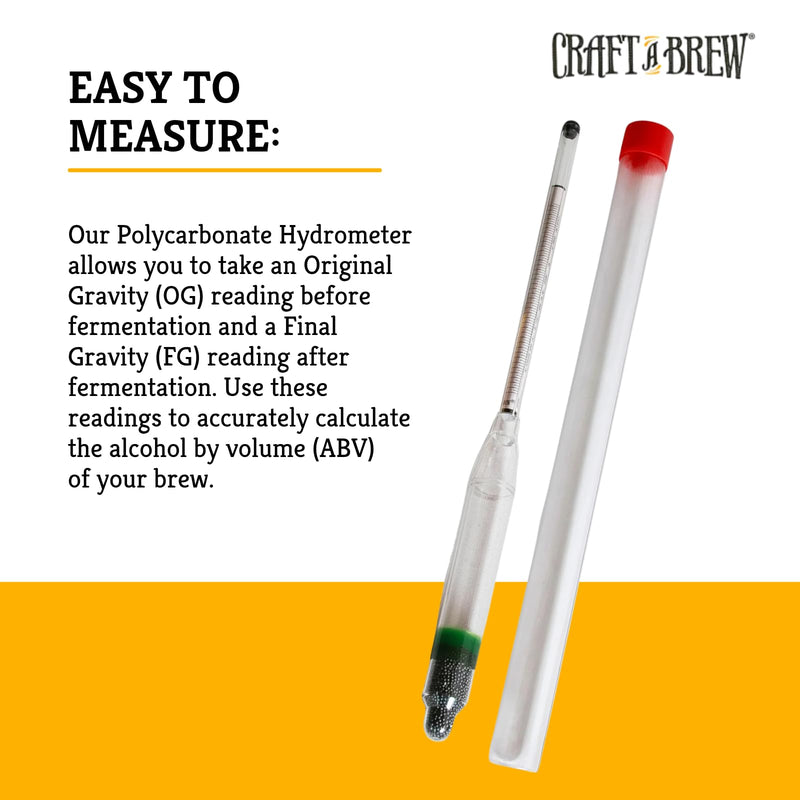 [Australia - AusPower] - Craft A Brew - Polycarbonate Hydrometer - Triple Scale - Measures Potential Alcohol Content & Density of Sugar - Durable & Built to Last - Specific Gravity, Potential ABV, & Brix Standard 