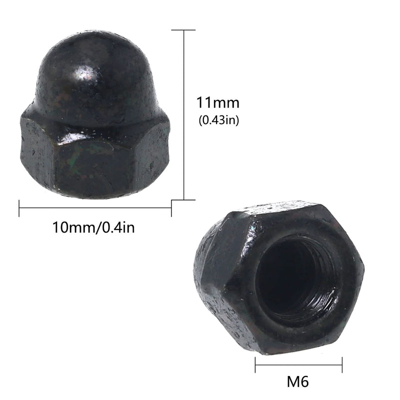 [Australia - AusPower] - Acorn Nuts JianLing 25pcs Black Stainless Steel Hex Nut Female Cap Decorative Cap Nuts Caps Covers M6 Acorn Nut 