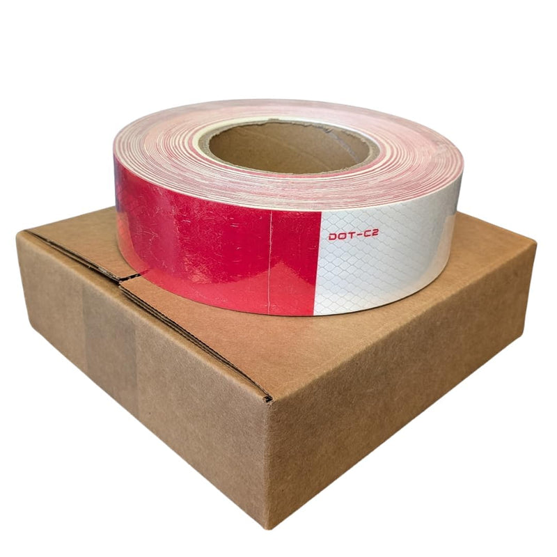 NOVA DOT Reflective Tape 2 Inch x 150 Feet Strong Red White for Trailers | Strong Adhesive, Wide Reflect Angle, Weather Resistant, Outdoor Waterproof, Cinta Reflectiva for Trailers, & Posts, 50 Yards