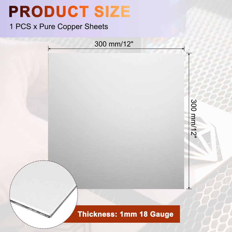 uxcell 304 Stainless Steel Sheet Plate, 12" x 12", 18 Gauge (1mm) Thickness, Stainless Steel Plate with Gloves for Crafting, Modelers, Jewelry, Repairs, Electrical Repairs (Silver) 300 x 300 x 1mm 1