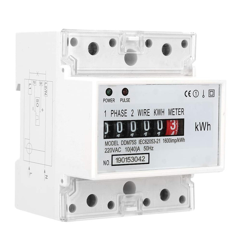[Australia - AusPower] - Digital Electric Meter, Electricity Usage Monitor, Single Phase Din Rail kwh Meter, 4P LED Power Consumption Meter, DDM75S 10 to 40A 